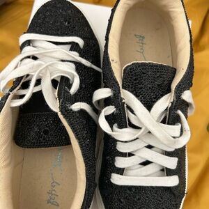 Betsey Johnson Black and White Sparkly Sneakers